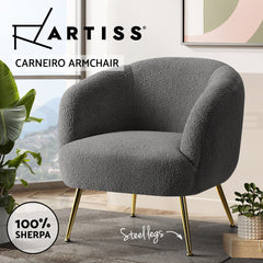 Artiss Armchair Lounge Chair Accent Chairs Arm Armchairs Sherpa Boucle Charcoal