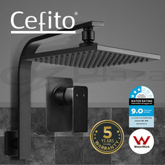 Cefito 8'' Rain Shower Head Wall Arm Square High Pressure Mixer Tap Black