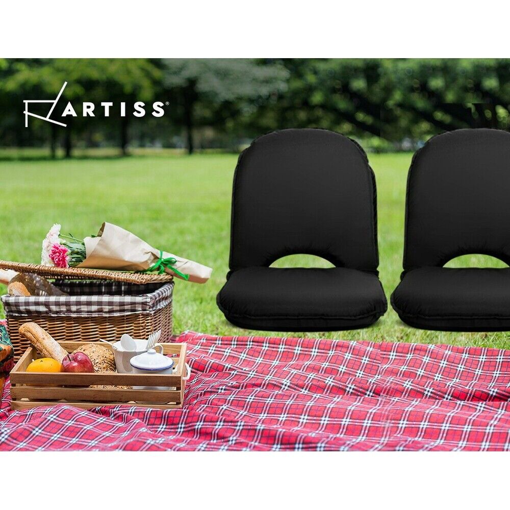 Artiss Floor Lounge Sofa Camping Chair Black