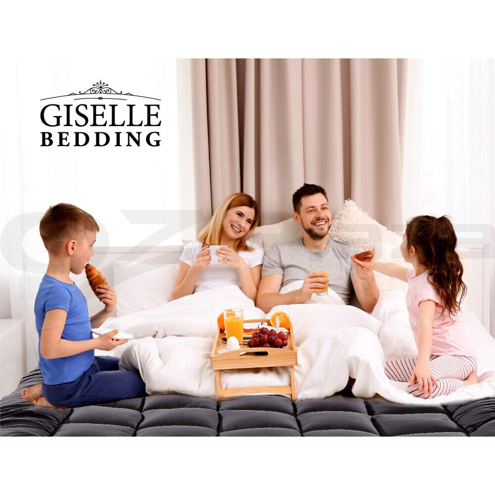 Giselle Bedding Mattress Topper Pillowtop Bamboo Charcoal Queen