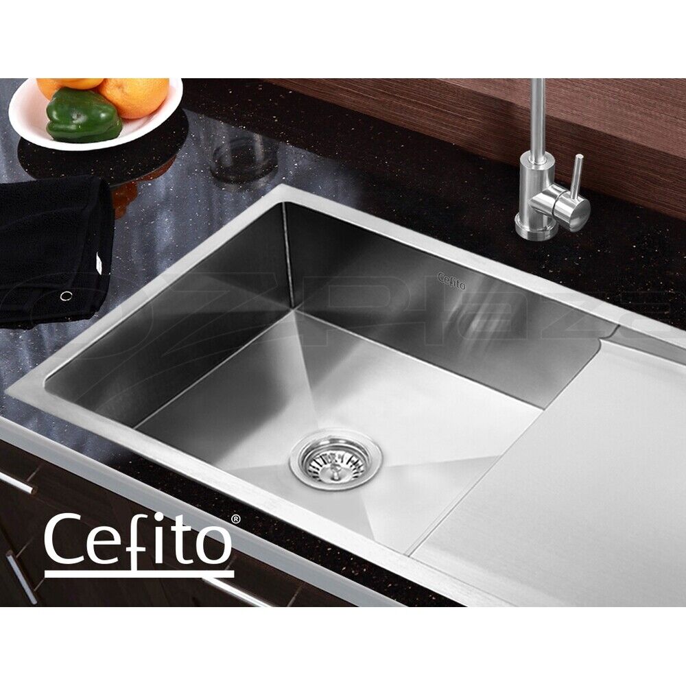 Cefito Kitchen Sink 96X45CM Stainless Steel Basin Single Bowl Laundry Silver