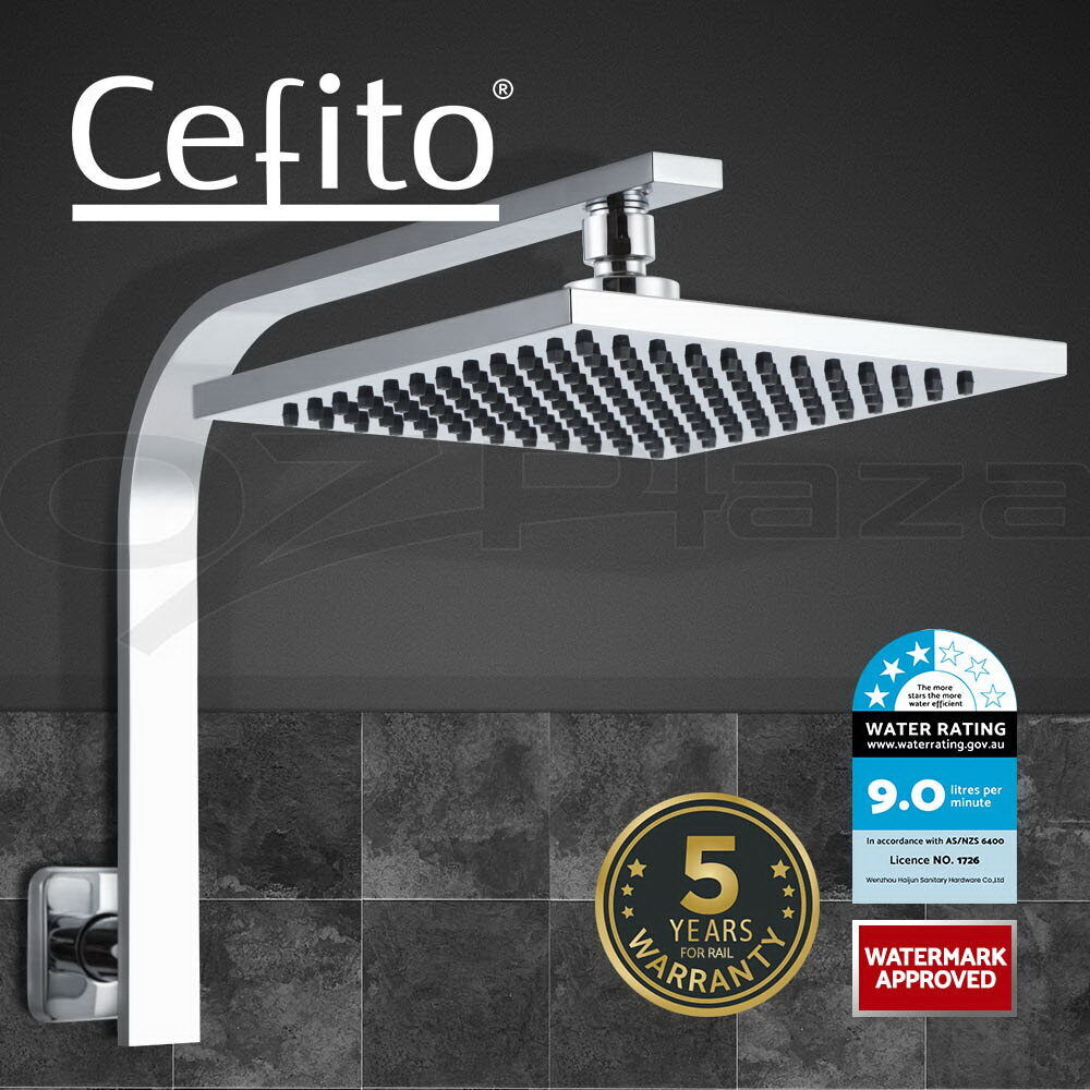 Cefito 8'' Rain Shower Head Wall Arm Square High Pressure Chrome