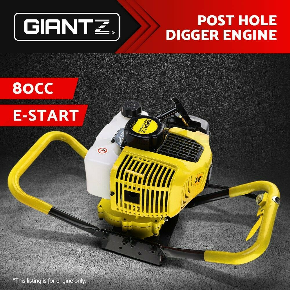 Giantz 80CC Post Hole Digger Motor Only Petrol Engine Yellow