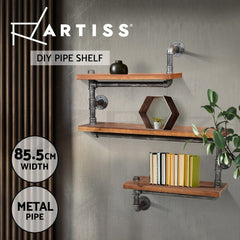 Artiss Floating DIY Pipe Shelf 3 Tiers - IONA