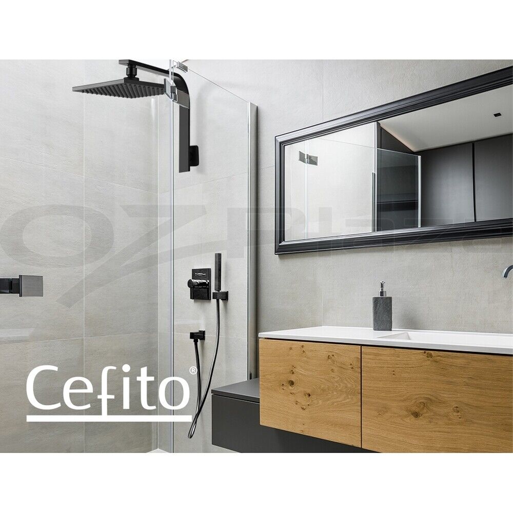 Cefito 8'' Rain Shower Head Wall Arm Square High Pressure Black