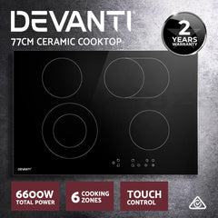 Devanti Electric Ceramic Cooktop 77cm