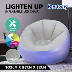 Bestway Inflatable Air Chair Sofa Lounge Seat LED Light