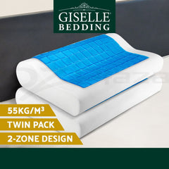 Giselle Bedding Contour Pillow Cool Gel Twin Pack