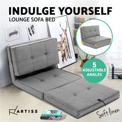 Artiss Floor Lounge Single Sofa Bed Grey Fabric