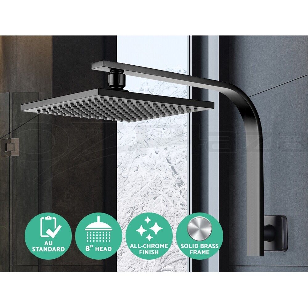 Cefito 8'' Rain Shower Head Wall Arm Square High Pressure Black