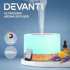 Devanti Aroma Diffuser Aromatherapy Light Wood 500ml