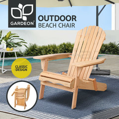 Gardeon Adirondack Outdoor Chairs Wooden Beach Chair Patio Furniture Garden Natural