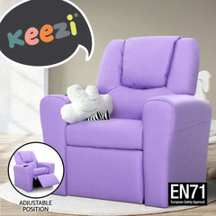 Keezi Kids Recliner Chair Purple PU Leather Sofa Lounge Couch Children Armchair