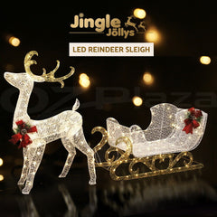 Jingle Jollys Christmas Lights Reindeer Sleigh215 LED Decorations