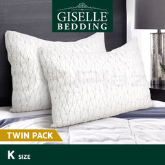 Giselle Bedding Memory Foam Pillow King Size Twin Pack