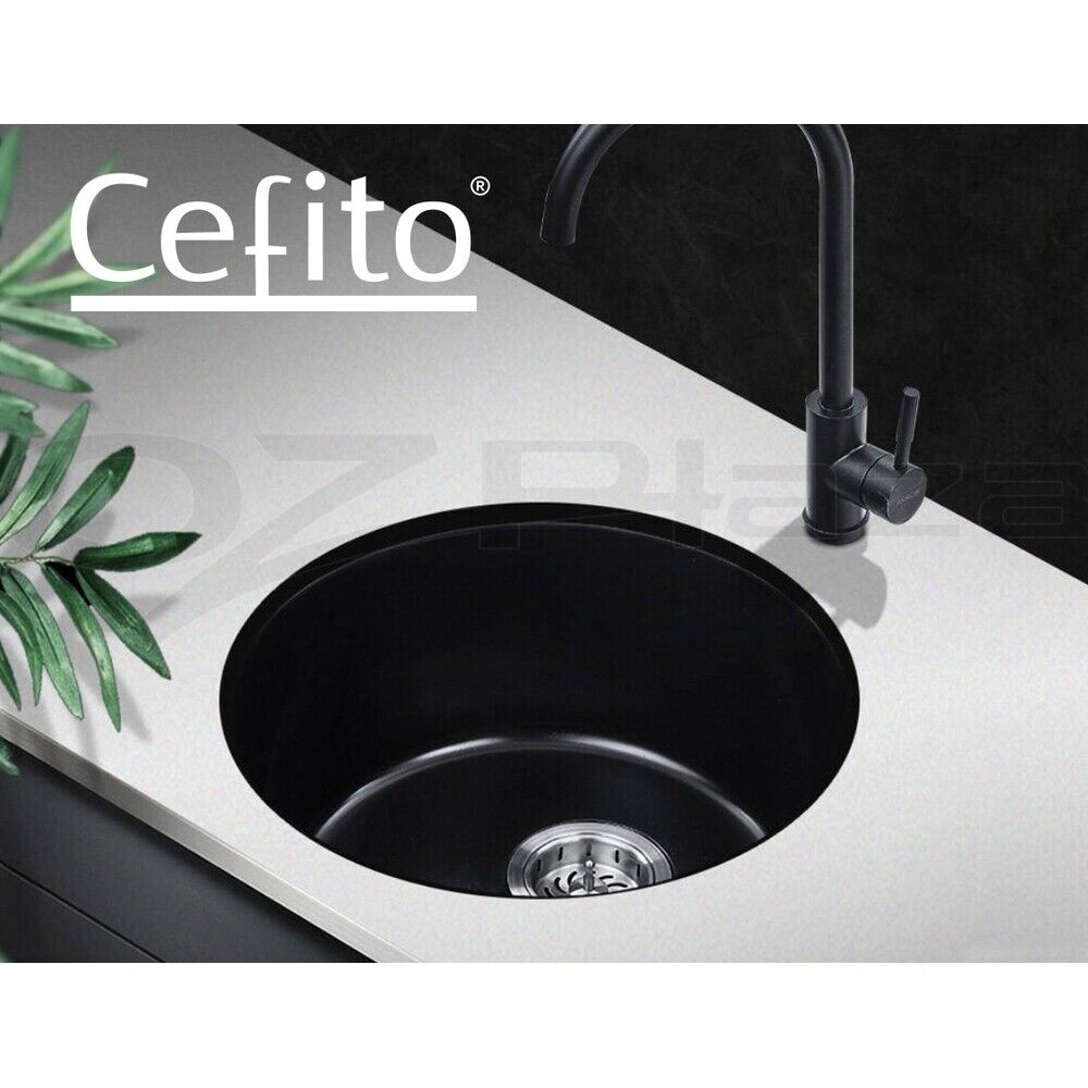 Cefito Kitchen Sink Laundry Basin Stone Sink Granite Under/Topmount Round 430mm