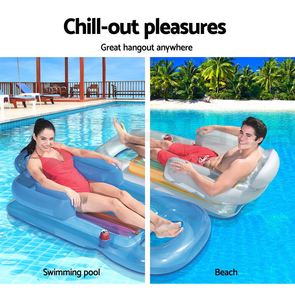 Bestway Pool Float Inflatable Lounge Seat Pillow Bed Cup Holder