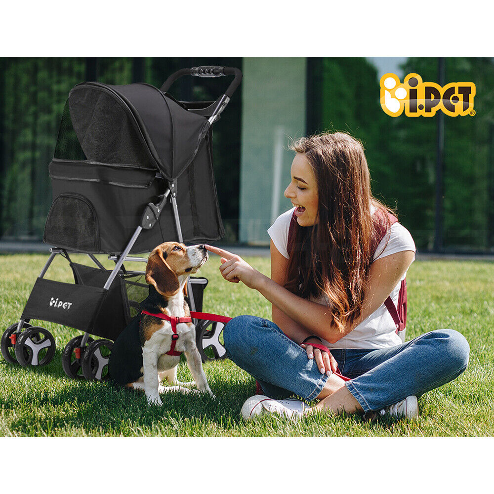 i.Pet Pet Stroller Dog Cat Cage Carrier Travel Pushchair Foldable Pram 4 Wheels