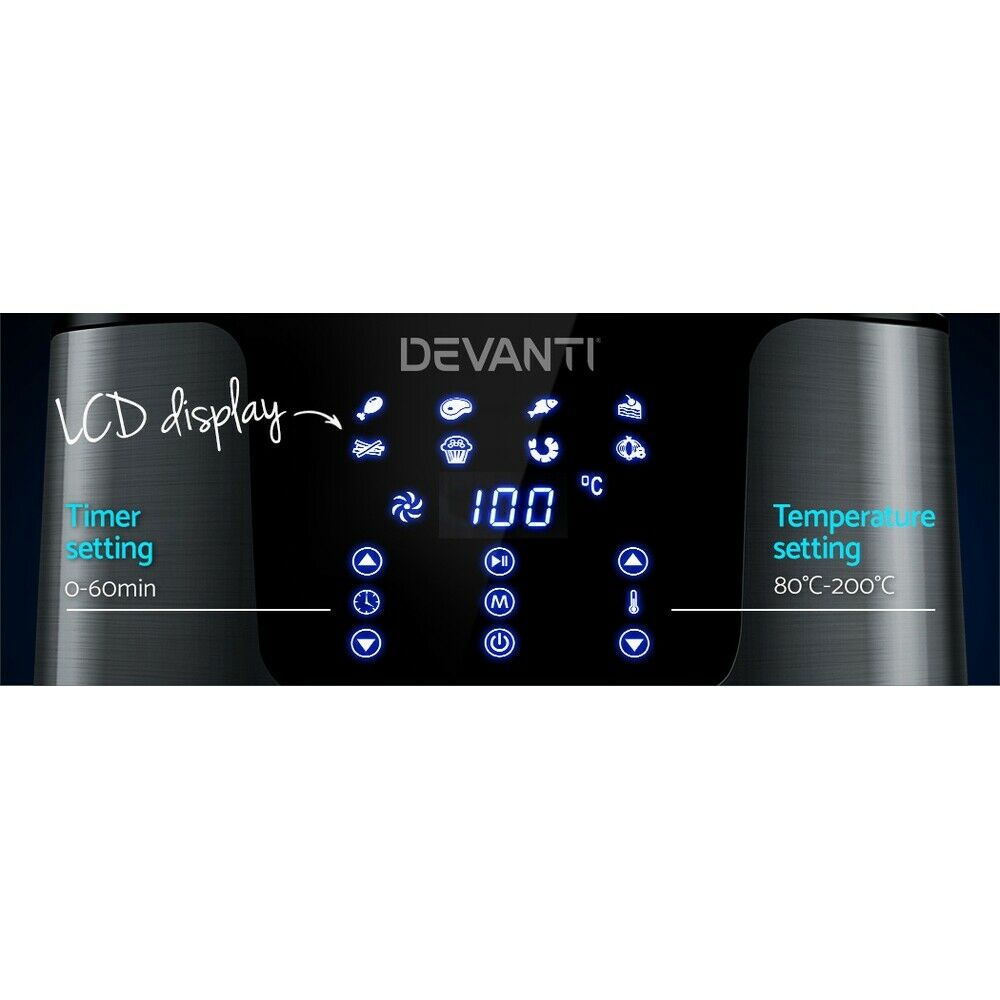 Devanti Air Fryer 7L LCD Fryers Black