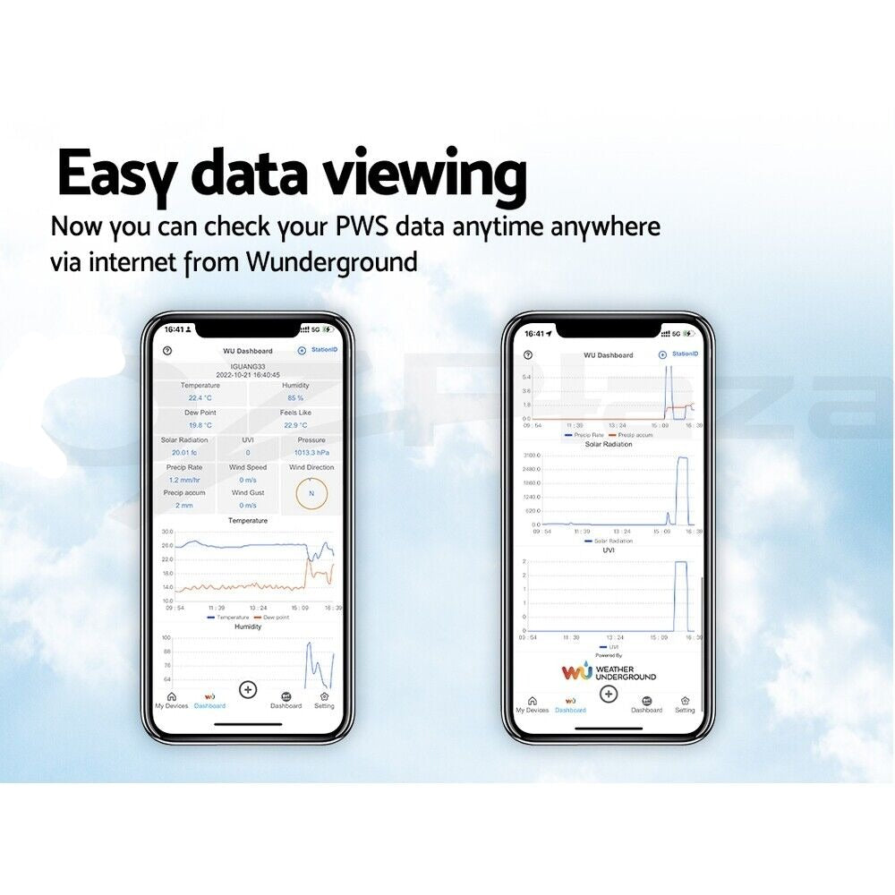 Devanti Weather Station Indoor Outdoor Wireless WiFi Professional Solar Sensor