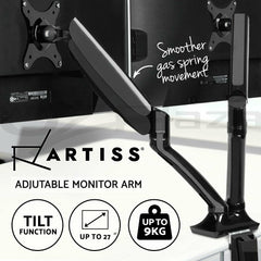 Artiss Monitor Arm Gas Spring Dual Desk Mount Screen Holder