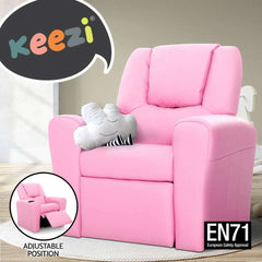 Keezi Kids Recliner Chair PU Leather Sofa Lounge Couch Children Armchair Pink