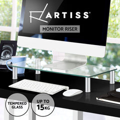 Artiss Monitor Stand Riser Computer Laptop Printer Screen Glass Display Shelf