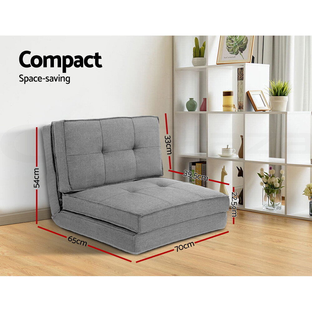 Artiss Floor Lounge Single Sofa Bed Grey Fabric