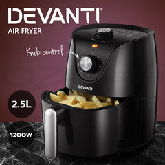 Devanti Air Fryer 2.5L Knob Fryers