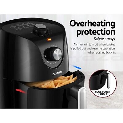 Devanti Air Fryer 2.5L Knob Fryers